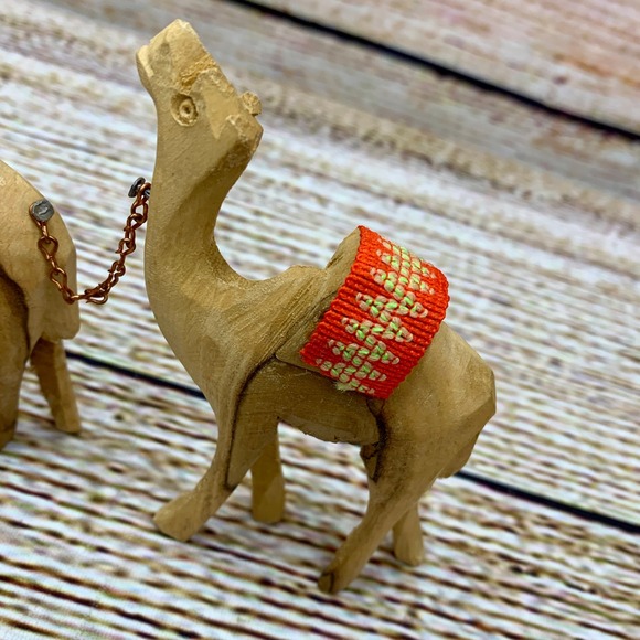 Vintage Hand Carved Olive Wood Camel Train The Holy Land Bethlehem‎ Souvenir - Picture 5 of 11